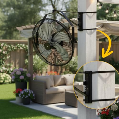 ZeboZap Walll and Pillar Mount Fan18 Inch IP44 Waterproof, 10ft Power Cord, 3 Speed, 4000CFM, Best for Commercial, Warehouse, Greenhouse, Workshop, Covered Patio, Gazebo and Factory, ETL Certified