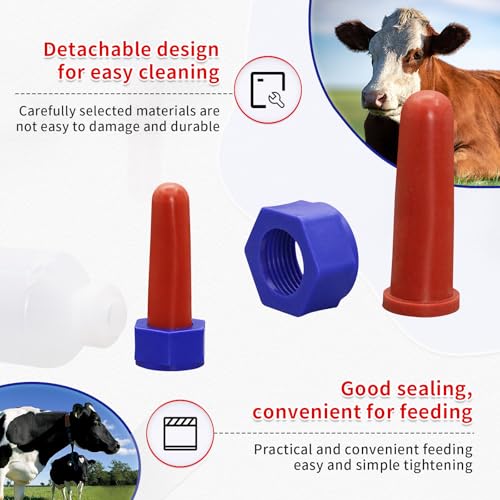 2PCS 500ml Calf Nursing Feeder Bottles with Rubber Nipple Milk Feeder,Farm Goat Calf Sheep Milk Feeder Livestock Tools