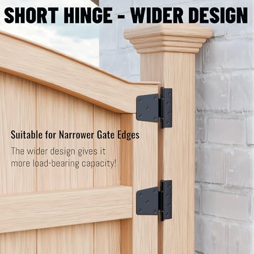 TRIPLE DEER 3.5 Inch Heavy Duty Gate Hinges, Extra Thick Gate Hinges for Wood Fence Barn Door Shed Gate Swing Door, Black Finish Door Strap Hinge, 2 Pack