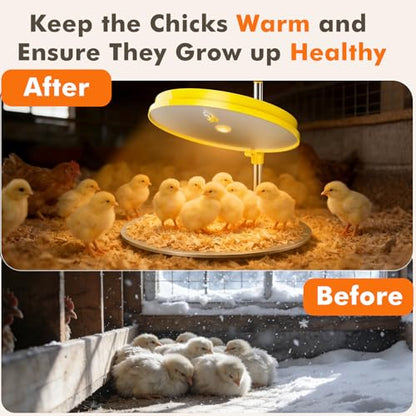 IVJ Chick Brooder Heating Plate with LED Light, 45W Adjustable Temperature Brooder Plate for 15-20 Baby Chicks, Digital Display Heating Plate for Chicks