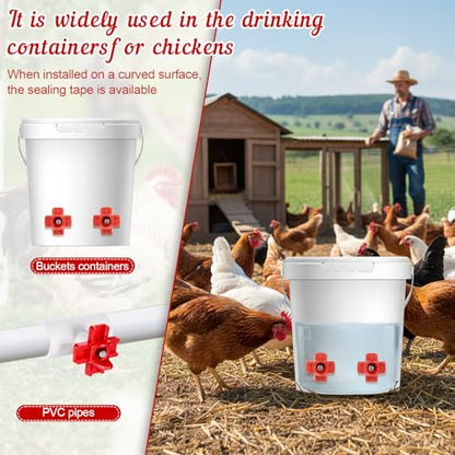 20 Pack Chicken Nipple Waterer with 1/2" PVC Tee Fittings, Automatic Poultry Waterer Kit Chicken Nipples for DIY Chicken Duck Quail Watering System, Side Mount Drinker