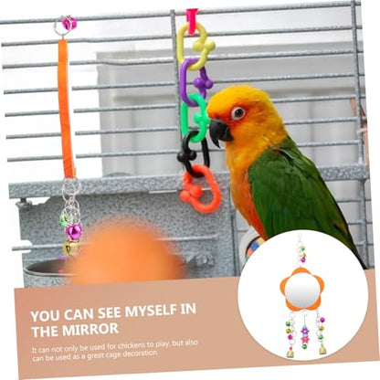 Acrylic Chicken Mirror with Hanging Ring for Pet Birds and Hens Sturdy Chew-Resistant Bird Accessory for Coop Entertainment and Stress Relief