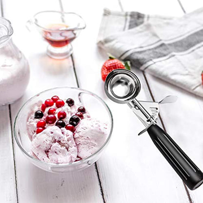 TOPKITCHEN Commercial-Grade Ice Cream Scoop 1 oz, 18/8 Stainless Steel Cookie Scoop with Plastic Handle, Portion Control Disher Scoop for Bakeries,Restaurants & Dessert Shops, #30, Black - size: 1 oz - Black