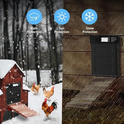 Automatic Chicken Coop Door Solar Powered with Timer,Solar Timer Chicken House Door,LCD Display Chicken Door with Light Sensor,4 Modes,Abnormal Alarm