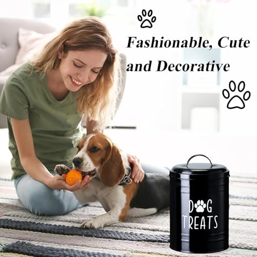 Dog Treat Container Airtight, Dog Treat Jar with Lid - 9x5.5'' Metal Dog Cookie Jar for Farmhouse Kitchen Counter, Black Pet Treat Container, Dog Treat Storage Container for Dogs, Cats - color: Black - Single
