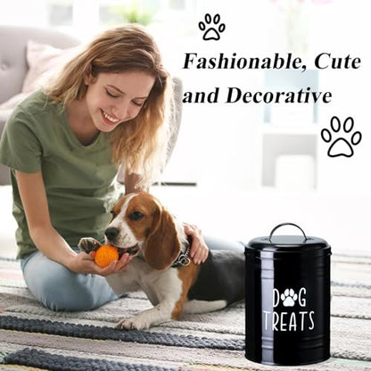 Dog Treat Container Airtight, Dog Treat Jar with Lid - 9x5.5'' Metal Dog Cookie Jar for Farmhouse Kitchen Counter, Black Pet Treat Container, Dog Treat Storage Container for Dogs, Cats - color: Black - Single