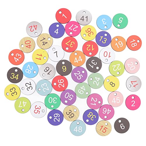 1-50 Number Tags, Livestock Ear Tags Beehive Label Beekeeping Box Numbered Tag Identification Animal Beehive Tag Round Hole Hang Tags - color: 1-50