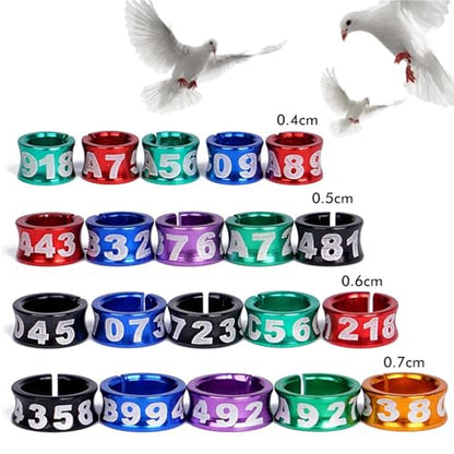 Plastic Clip Quail Leg Bands 80pcs Bird Aluminum Ring with Word ID 4/5/6/7mm Bird Ring Pigeon Foot Ring Bird Outdoor Flying Training Tool(4mm) - color: 4mm