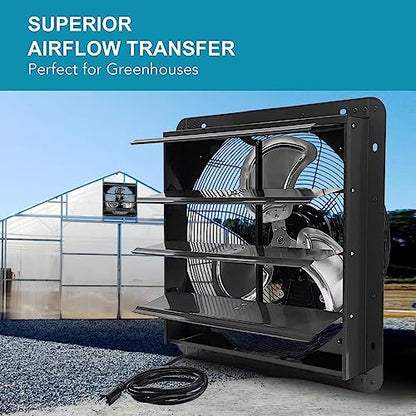 VENTISOL 18 Inch Shutter Exhaust Fan Wall Mounted, Aluminum with 1.65 Meters Power Cord Kit,High Speed 2500CFM, Ventilation Fan for Garage,Greenhouse,Attic,Shed,Shop,Black - size: 18 Inch