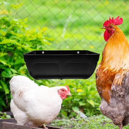 Yardwe Chicken Feeder Trough Large Holding Capacity with Weatherproof Design Easy to Install for Poultry Livestock - color: Black