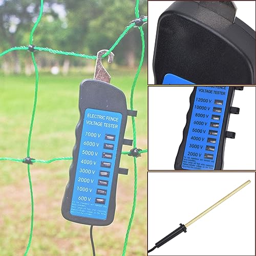 Electric Fence Voltage Tester, 12KV Neon Fault Finder 2000 to 12000V 8 Neon Indicator Lights Fence Tester for Farms