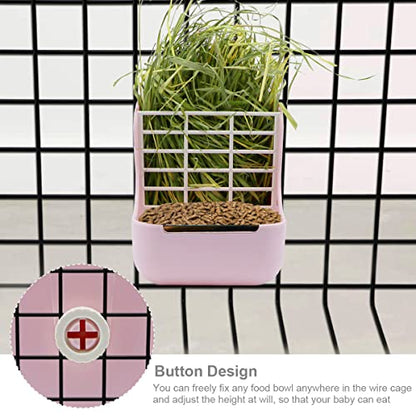 Litewoo Rabbit Hay Feeder Food Bowl Feeding Rack for Small Animal Guinea Pig Chinchilla Bunny Cage Accessories - color: Pink