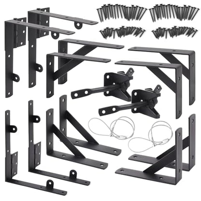 Fence Gate Kit, Anti Sag Gate Kit for Wooden Fence; Heavy Duty Gate Kit with Gate Latch; Gate Hardware for Wooden Gate Fence, Driveway Gates, Shed Doors, Corral Gates, Wood Windows Set of 2