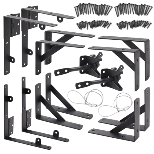 Fence Gate Kit, Anti Sag Gate Kit for Wooden Fence; Heavy Duty Gate Kit with Gate Latch; Gate Hardware for Wooden Gate Fence, Driveway Gates, Shed Doors, Corral Gates, Wood Windows Set of 2