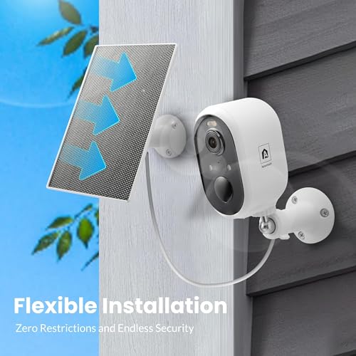 Solar Security Camera Outdoor Wireless, 2K Color Night Vision, Battery Powered PIR Motion Detection,2.4GHz WiFi Cameras for Home Surveillance, Light and Sound Alarm, 2-Way Audio - style: 1-Pack