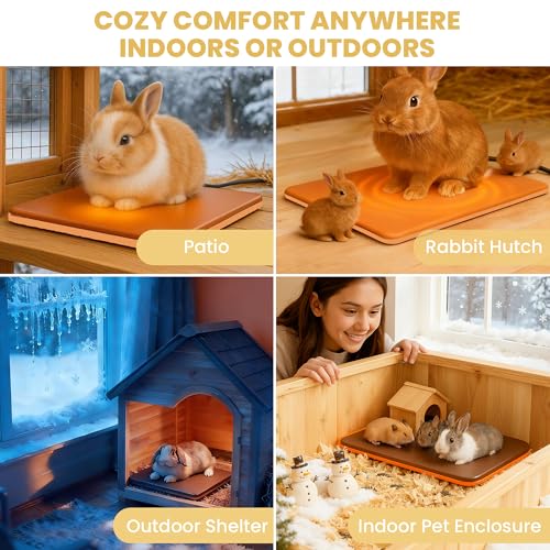 Small Animal Heating Pad, Small Animal Bed, Outdoor/Indoor Winter Thermal Heating Pad for Rabbits, Guinea Pigs & Chickens, Waterproof & Chew-Resistant, Energy-Efficient (S:11.8" x 8.2“)