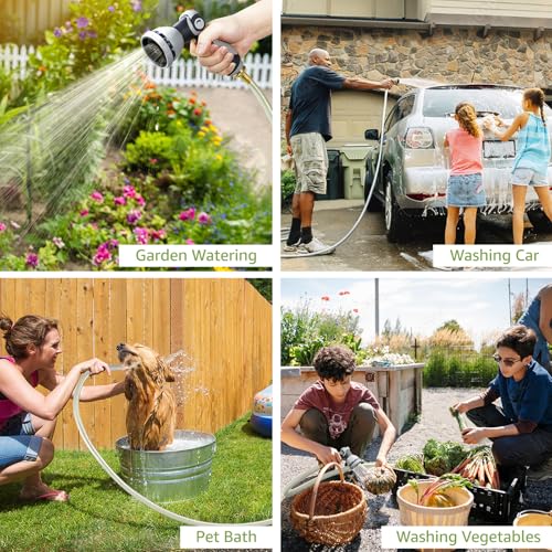 Tuyeho Retractable Garden Hose Reel 100FT, Wall Mount Heavy Duty Water Hose Reels with Automatic Slow Rewind System, Outdoor Hoses Reel with 2 Hose Nozzles for Garden Watering, Car Wash, Pet Shower - size: 1/2" 100FT