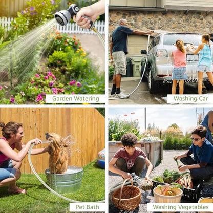 Tuyeho Retractable Garden Hose Reel 100FT, Wall Mount Heavy Duty Water Hose Reels with Automatic Slow Rewind System, Outdoor Hoses Reel with 2 Hose Nozzles for Garden Watering, Car Wash, Pet Shower - size: 1/2" 100FT