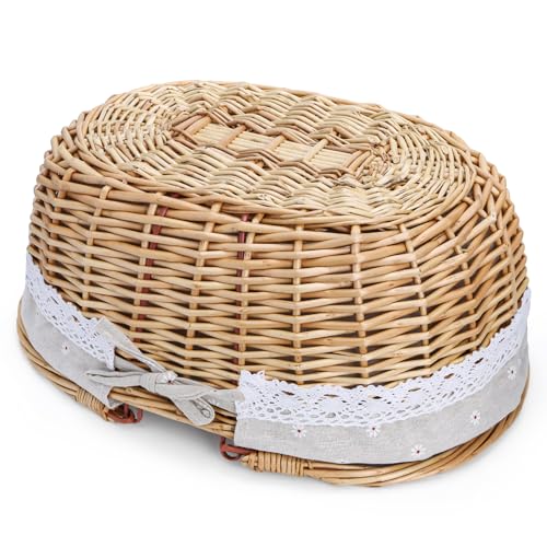 Dicunoy Wicker Picnic Basket with Handle, Large Empty Gift Basket to Fill, Open Top Market Harvest Baskets for Garden, Fruit, Candy, Wine, Easter Egg Gathering, Wedding, Vegetables