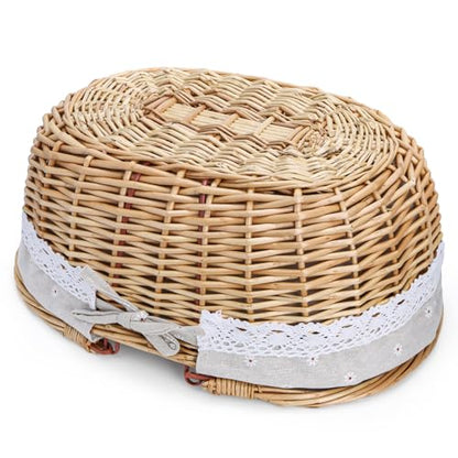 Dicunoy Wicker Picnic Basket with Handle, Large Empty Gift Basket to Fill, Open Top Market Harvest Baskets for Garden, Fruit, Candy, Wine, Easter Egg Gathering, Wedding, Vegetables
