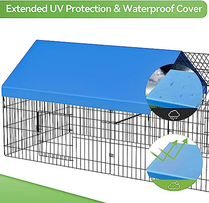 INJOPEXI Metal Chicken Coop 130"×40"×39" Chicken Runs for Yard with Cover Chicken Playpen Enclosure Chicken Pen Kennel Duck Coop Cage for Outdoor Backyard Farm Rabbit Dog Cat Small Animal Poultry