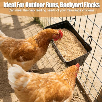 Chicken Feeder Waterer,Hanging Goat Feeders,5 Quart*2 Pack,Feeder Trough for Sheep Duck Poultry Dog, Fence Feeder Trough Livestock Feeding Container, Chicken Coop Accessories,Black - color: 2 Pack Black
