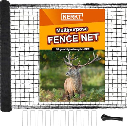 Deer Fence Netting, Plastic Mesh Fence 7x50ft - 55gsm Heavy Duty Black Plastic Deer Fencing Temporary Garden Fence Netting for Yard Protection from Deer Dog Chicken Critter Barrier - Reinforced Edge - size: 7 x 50 Feet