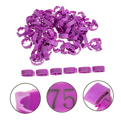 Kisangel 100pcs Chicken Leg Bands Numbered Leg Rings for Poultry Easy Identification Lightweight - color: Purple