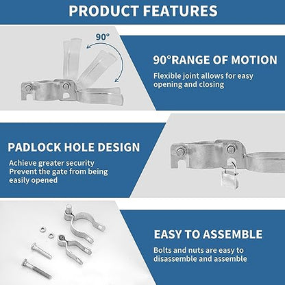 1-3/8" x 2-3/8" Chain Link Gate Hinge Kit,Galvanized Steel Fence Gate Hinge, 2-3/8 "Male Gate Post Hinges(2 Pcs), 1-3/8" Female Gate Frame Hinges(2 Pcs)