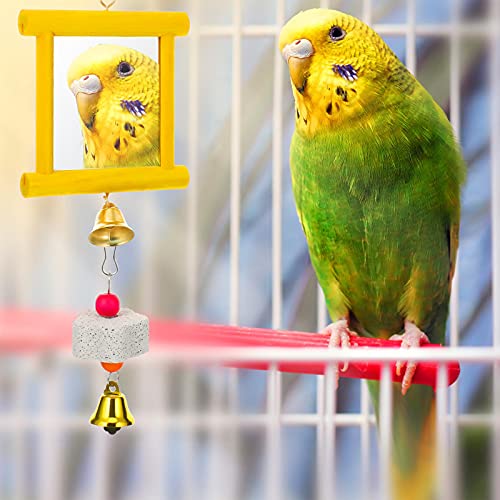 5-Piece Colorful Wooden Xylophone Chicken Coop Mirrors with Bells for Hens, Chicks & Parrots
