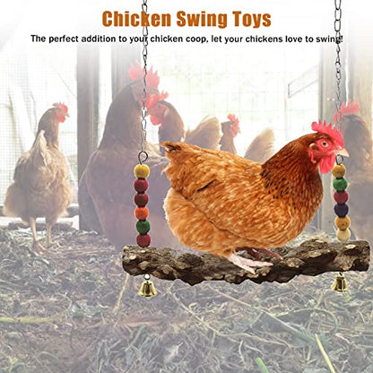 Chicken Bird Swing,Chicken Perch,Natural Wooden Swing Toys,Wood Stand for Chick,Safe and Relief of Stress,Chicken Coop Accessories,Coop Swing for Chicken Bird,Parrot,Hens (2pcs) - color: 2pcs