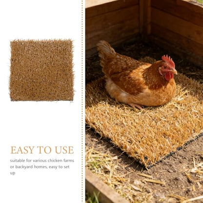 6pcs Washable Chicken Nesting Pads, Artificial Grass Mat for Chicken Coop, Reusable Nest Box Liner, Hen Laying Mats for Poultry 12x11.8 Inch - color: Light Brown