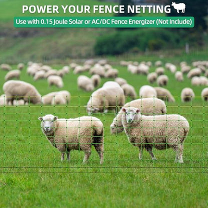Electric Fence Netting, 42.5" H x 164' L, Portable Livestock Nets Mesh for Hog, Dogs, Deer, Goats, Larger Animals Electric Fencing for Backyards, Homesteaders, Farms, Ranches, Gardens - size: 42.5" H x 164' L Livestock
