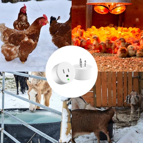 Thermostatically Controlled Outlet - On at 32°F/Off at 50 °F, Thermostat Plug Outlet, No Need to Close Manually, for Chicken Water Coop Heater Heated Water Bowl Bird Bath Deicer Roof Cable (2 Pcs) - style: White 2Pcs