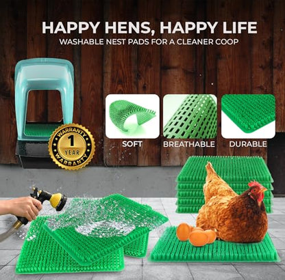 Nesting Boxes for Chicken Coop | Roll Away Hen House for Laying Eggs | Durable Plastic Chick Brooder Box with Perch & Pull Out Egg Tray for Poultry Farm | Chicken Coop Accessories (Pack of 10)