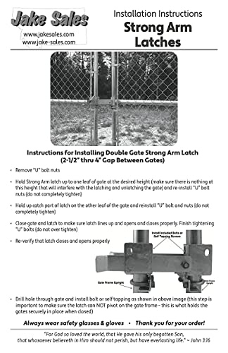 Jake Sales Chain Link Commercial Strong Arm Double Gate Latch - Latches Two Gates Together Without The Need of a Drop Rod - Chain Link Double Gate Latch for 1-5/8inches Thru 2inches Gate Frames - size: Commercial - Each