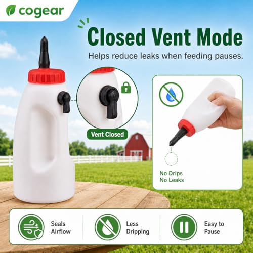 Screw Nipple Calf Feeding Device, Calf Feeding Bottle with Rubber Nipple & Cap, Handle Milk Pot Calfs Feeding Supplies (2.5L-Adjustable) - color: 2.5L-Adjustable
