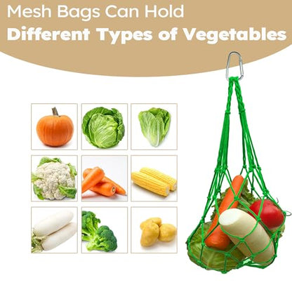 Chicken Vegetable Fruit Hanging Feeder 4Pcs, Reusable String Bag with Hook for Chicken Coop Toys, Poultry Feeding Tool for Hens,Duck,Goose(Green) - color: Green