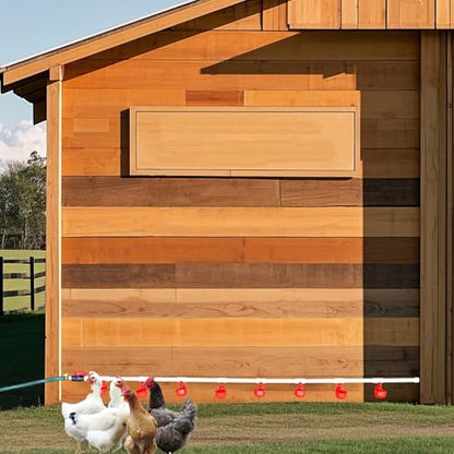 Chicken Coop Accessories – Complete Automatic PVC Pipe Watering System Kit with Hole Opener, Hoses, Valves & Red Drinking Cups for Chickens, Quail, Ducks, Geese & Other Poultry