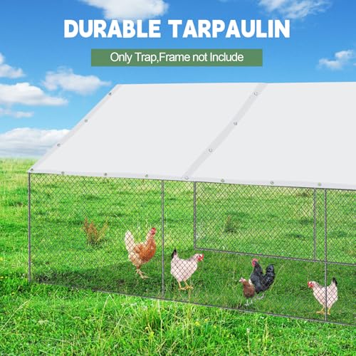 VitalCozy 1 Set Chicken Coop Cover Waterproof 14.5 x 6.6 ft Chicken Cover Coop Tarp with 25 Pcs Ball Bungees Cords, Accessories for Walk-in Run Pen, Outdoor, Yard - size: 15.9"L x 10.6"W x 3.9"H