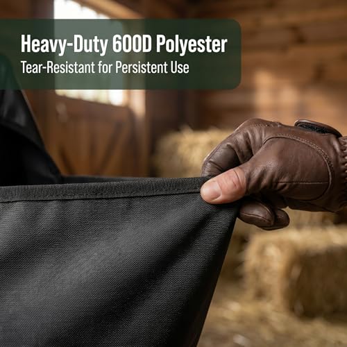 Horse Hay Bag - Large Capacity Tear Resistant Hanging Slow Feeder Pouch with Clear Visual Window - Portable Grass Storage Container for Equestrian Training Stable Yard and Farm