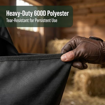 Horse Hay Bag - Large Capacity Tear Resistant Hanging Slow Feeder Pouch with Clear Visual Window - Portable Grass Storage Container for Equestrian Training Stable Yard and Farm