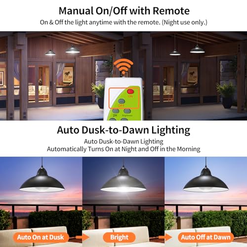 Lightonight Dual Head Solar Pendant Light | Indoor Outdoor, Remote IP65 Waterproof Dusk to Dawn Solar Shed Lamp for Gazebo, Barn, Stables, Tents