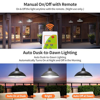 Lightonight Dual Head Solar Pendant Light | Indoor Outdoor, Remote IP65 Waterproof Dusk to Dawn Solar Shed Lamp for Gazebo, Barn, Stables, Tents