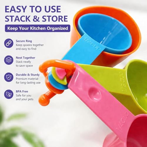 Rypet Dog Food Scoop Set of 4 - Plastic Measuring Cups for Dog, Cat and Bird Food (Random Color) - color: Set of 4