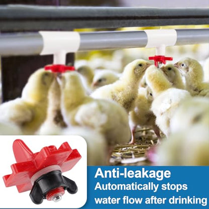 20 Pack Chicken Waterer Nipples - Easy Install Leakproof Poultry Watering System for Chicken Coop, Quail Duck Water Feeder Nipples with Drill Bits
