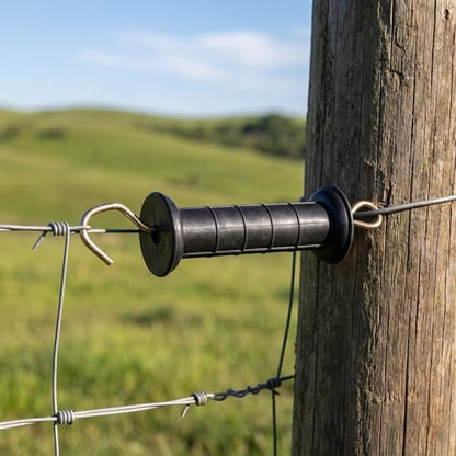 ERINGOGO 4pcs Electric Fence Insulated Gate Handles with Spring Hook, Heavy Duty Pp and Iron Material, Universal Compatibility for Garden and Outdoor Fences, Suitable for Livestock