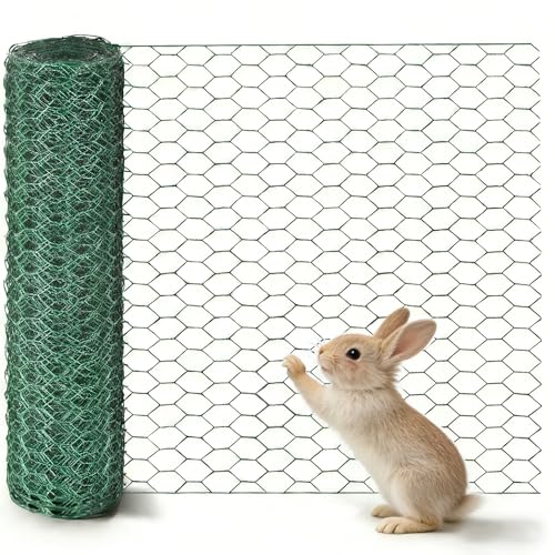 Chicken Wire for Floral Arrangements 15.7 x 157 in, Green PVC Coated Hexagonal Netting, Rust-Proof Garden Fence for DIY Crafts & Plant Protection, Ideal for Florists, Crafters & Gardeners
