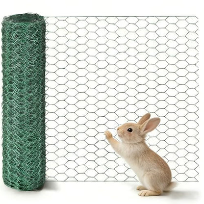 Chicken Wire for Floral Arrangements 15.7 x 157 in, Green PVC Coated Hexagonal Netting, Rust-Proof Garden Fence for DIY Crafts & Plant Protection, Ideal for Florists, Crafters & Gardeners