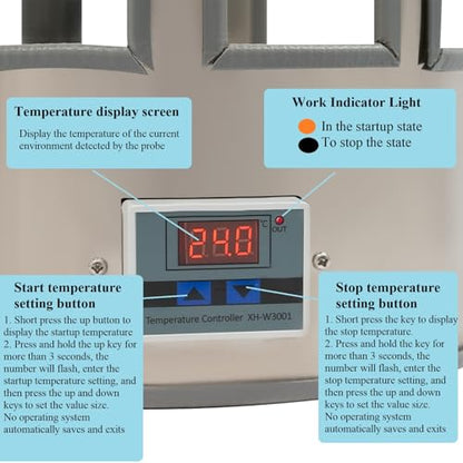 Chicken Water Heater,110V 80W Heated Chicken Waterer 5 Gallon Chicken Coop Accessories in Winter,32-122℉ Adjustable Temperature Heated Water Bowl for Chickens Ducks Pigeons
